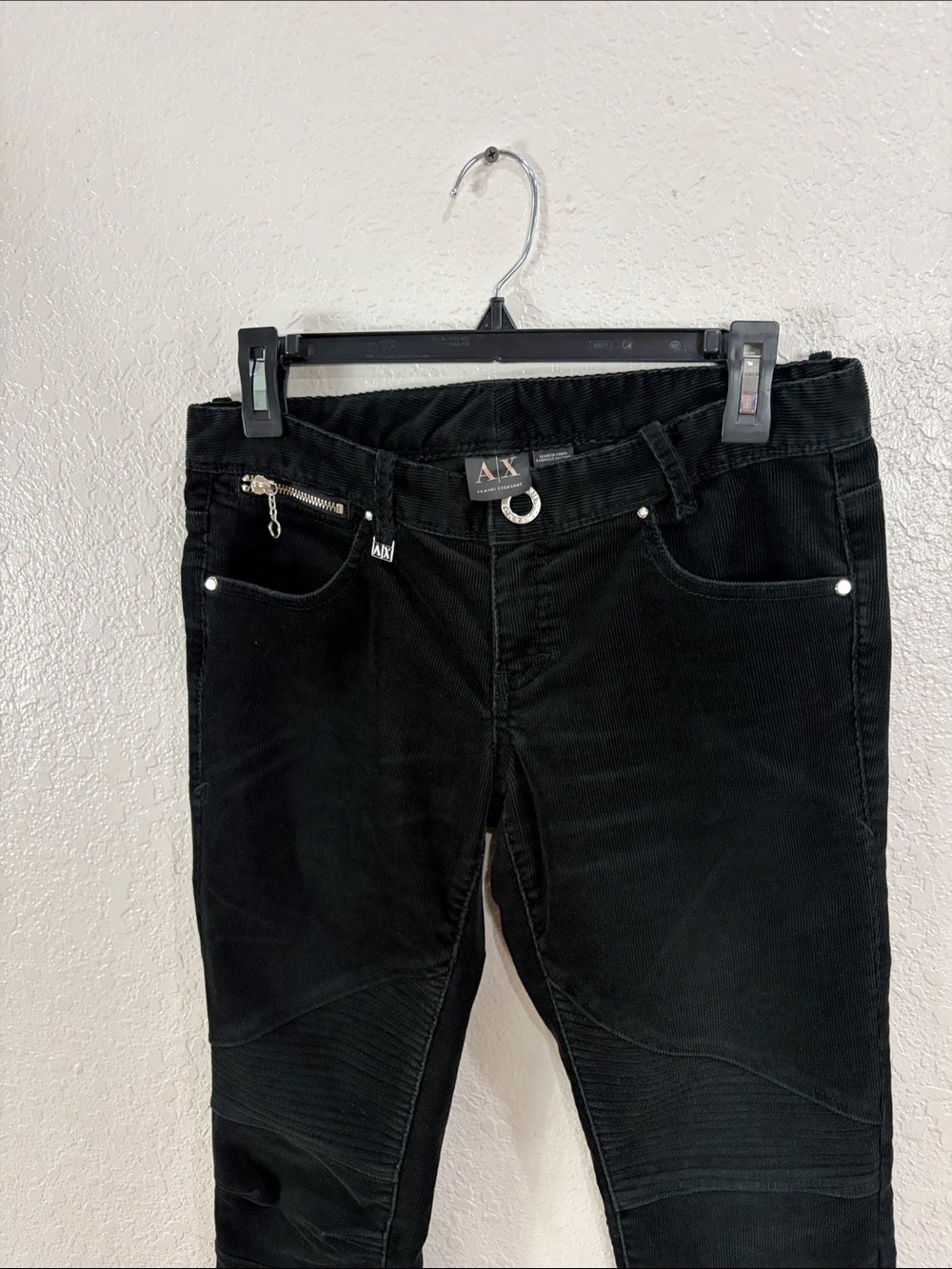 Armani Exchange,Black Women’s Moto Skinny Corduroy,Size 4. - Picture 6 of 17